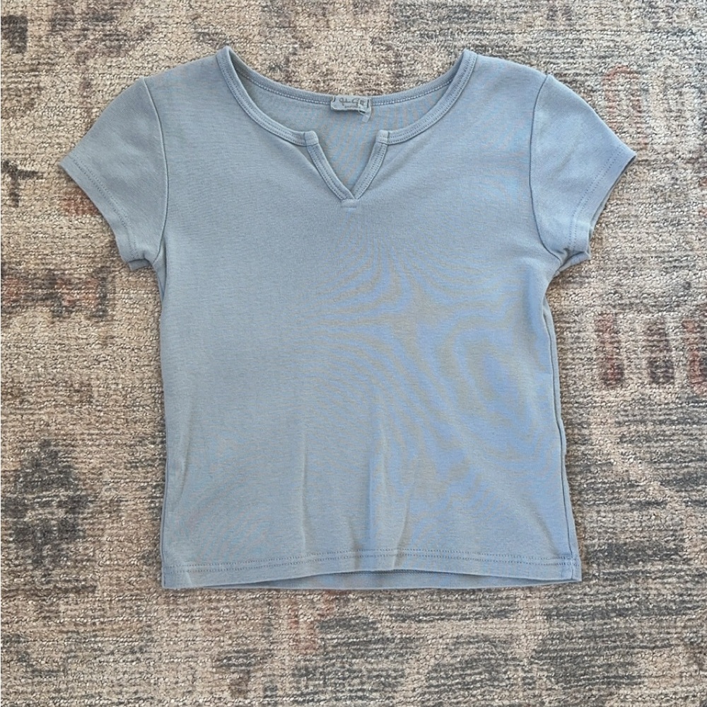 Brandy Melville Blue V-Neck Tee